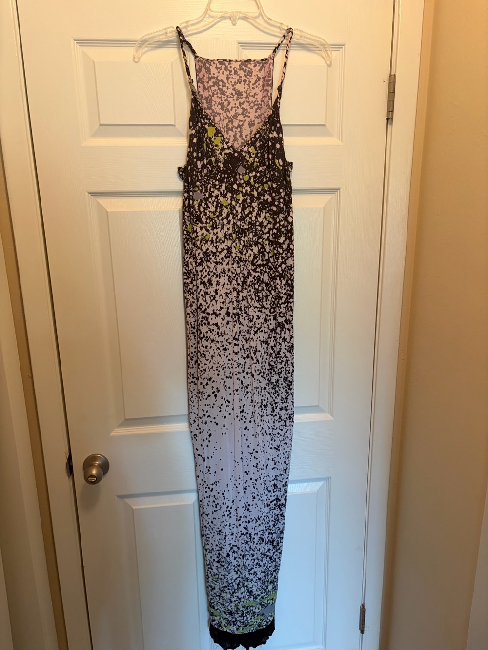 Yigal Azrouel Designer Black/White/Green Speckled Maxi Dress Size 8